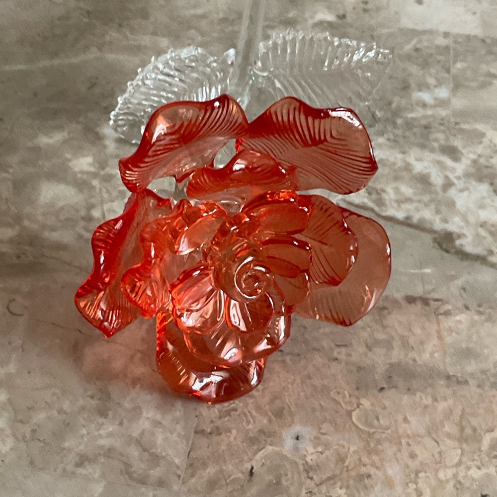 WATERFORD Crystal Long Stemmed Red Rose - Picture 3 of 6
